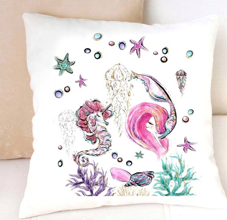 4 PANELS SET Mermaid fabric Baby quilt panels Under the sea Etsy