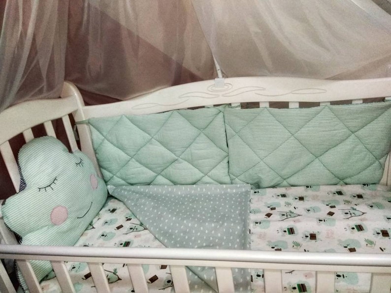 Baby Crib Bumper Mint Koales Mint Crib Bedding Baby Crib Etsy