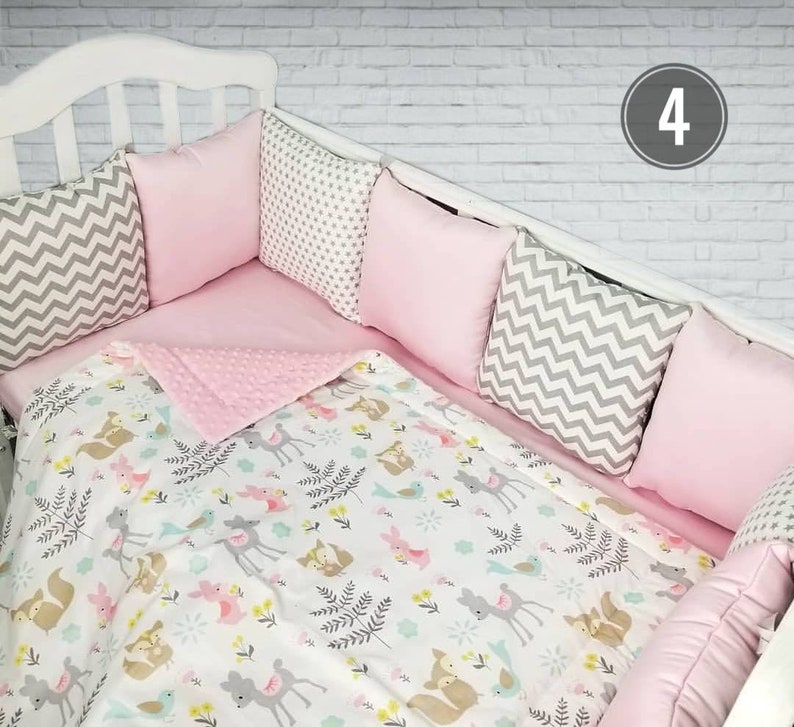 Crib bumper pads Baby bedding crib sets girl Baby crib bumper Etsy