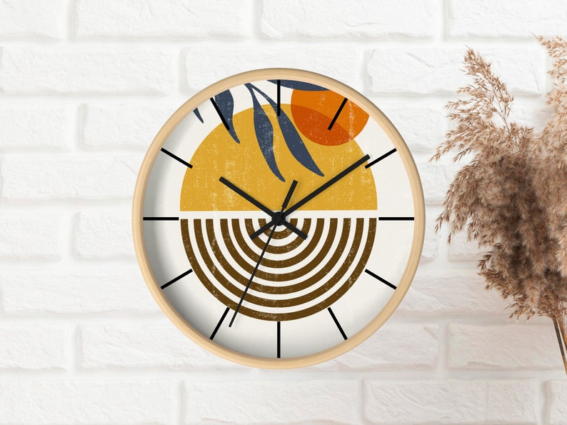 Boho wall clock unique. Minimalist modern wall clock