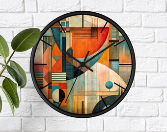 Mid century modern wall clock, Living room abstract wall decor, Unique office wall clock