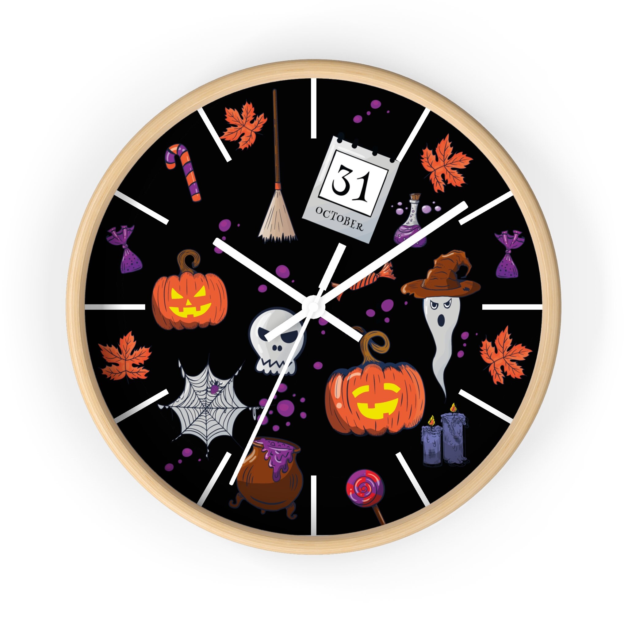 Halloween black wall clock, Gothic Clock