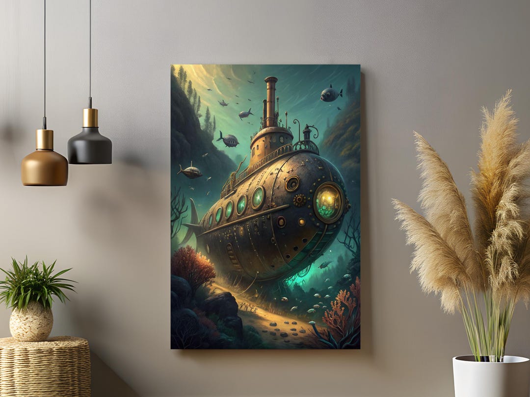 Nautical Steampunk Submarine - Apartment Decor, Steampunk Wall Art ...