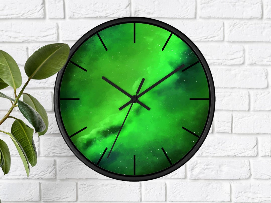 Emerald Green Modern Wall Clock Unique, Round Abstract Wall Clock, Sage ...