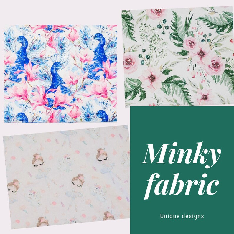 Minky printed fabric Minky by the yard Fabric minky material Etsy