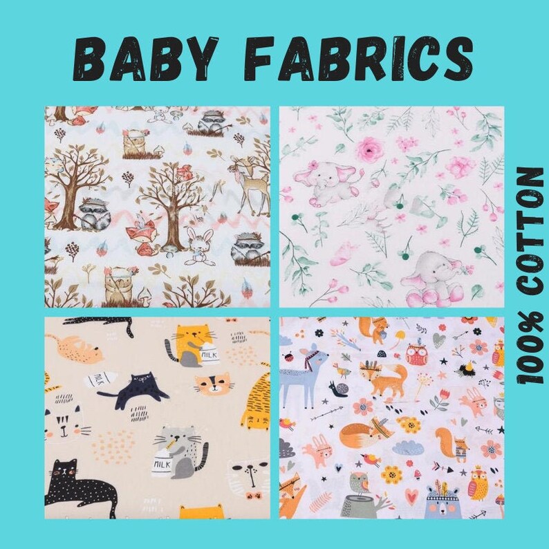 Organic cotton baby fabric by the yard Baby patchwork fabric Etsy