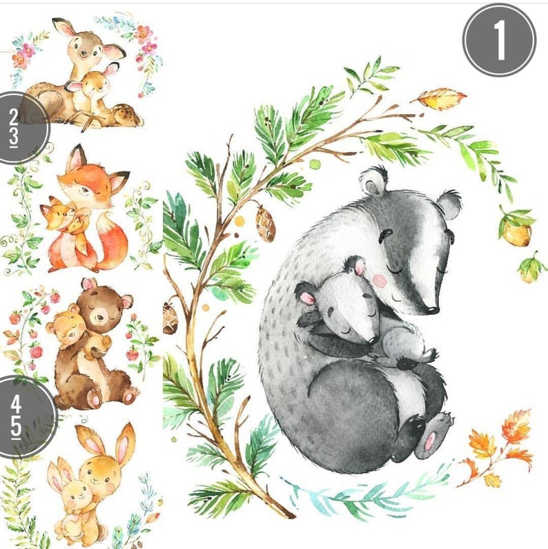 Baby fabric panel woodland animals Cotton fabric panel blanket Etsy