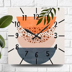 Modern acrylic boho wall clock, Minimalist abstract boho home decor, Housewarming gift, New home gift idea