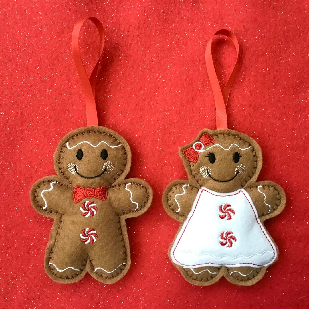Stuffed Gingerbread Boy and Girl Hanging Christmas Tree Etsy UK