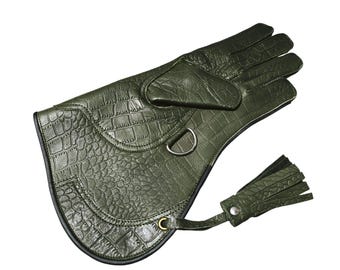 Embossed Leather Falconry Glove: Bird of Prey Handling Glove