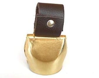 Vintage Swiss Cow Bell with Leather Handle: Rustic Home Garden Decor