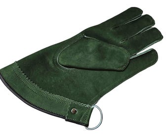 Cowhide Leather Falconry Glove: Bird Handling, D-Ring