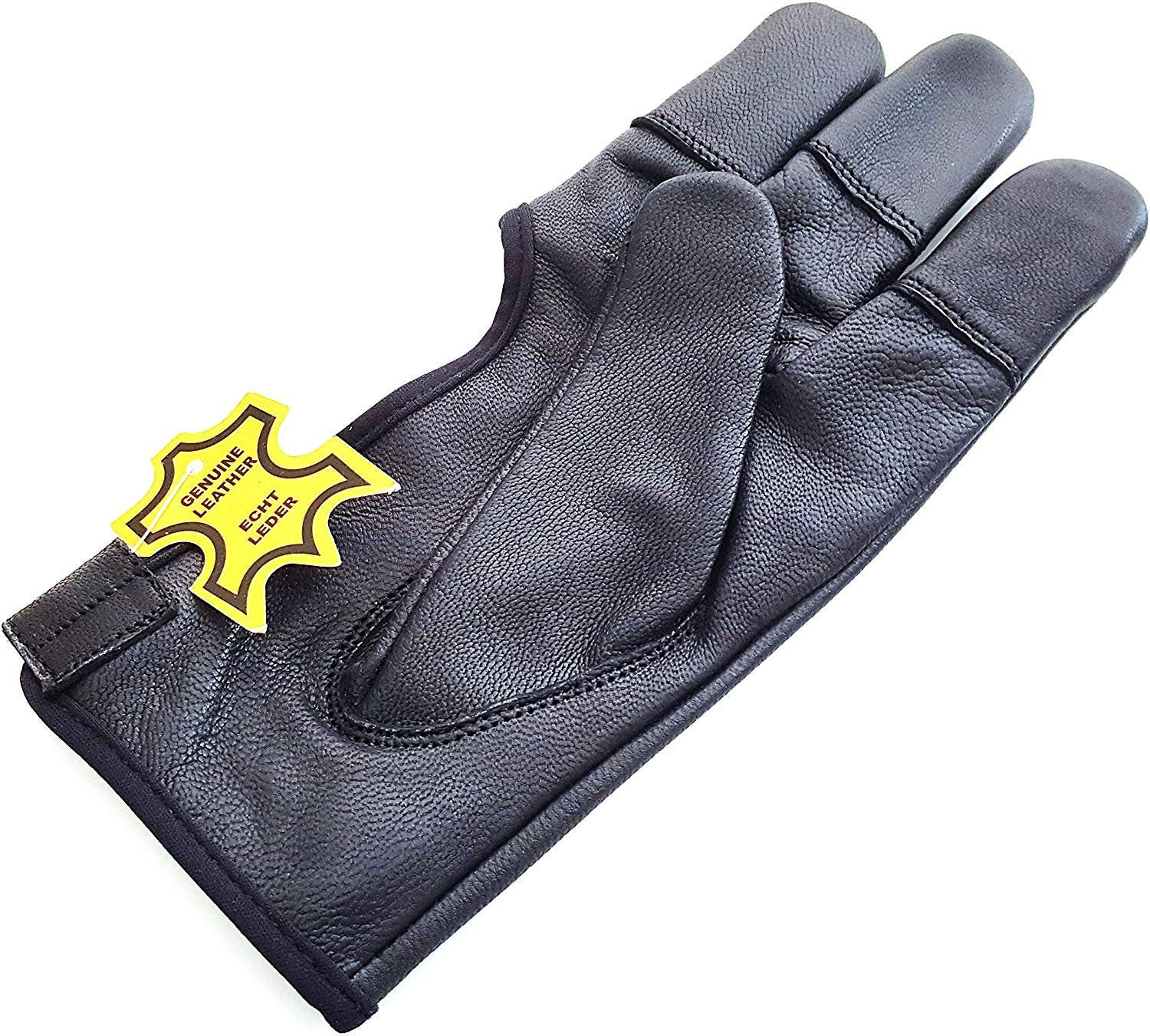 ARCHERS REAL LEATHER SHOOTING 4 FINGER GLOVE BLACK & CHOCOLATE BROWN 