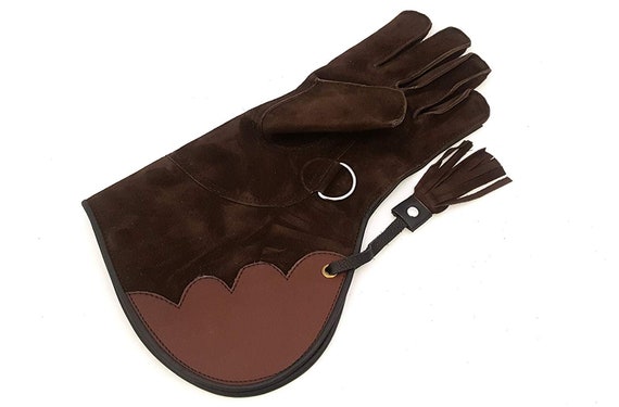 Children Nubuck Leather GloveDouble Skinned Falconry Child Glove Blackish/Brown