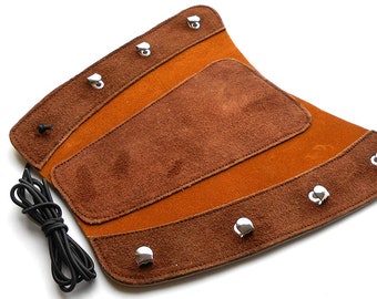 Leren armbeschermer boogschieten: traditioneel suède rundleer, 8,5 inch