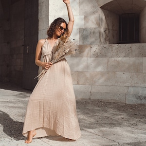 Ava Dress | Beige | organic muslin | maxi dress | summer-dress