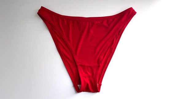 Classic High-cut Panty Underwear Red French Cut Brief 90's Style Lingerie  Eco-friendly Bamboo Spandex Modal 