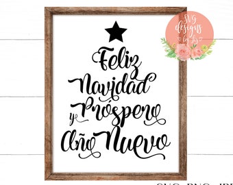 Spanish Christmas SVG Feliz Navidad, Spanish SVG Cut and Vector Files for Cricut and Silhouette, Navidad Svg Sayings