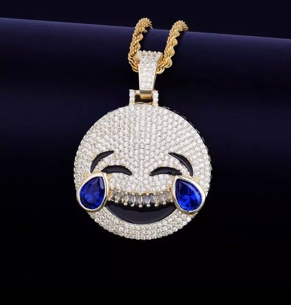 Laugh/cry Emoji Iced Out Pendant - Etsy