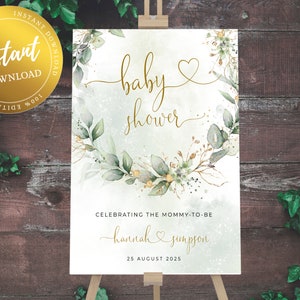 Printable Greenery Baby Welcome Sign Baby Shower Decor Sign - Etsy