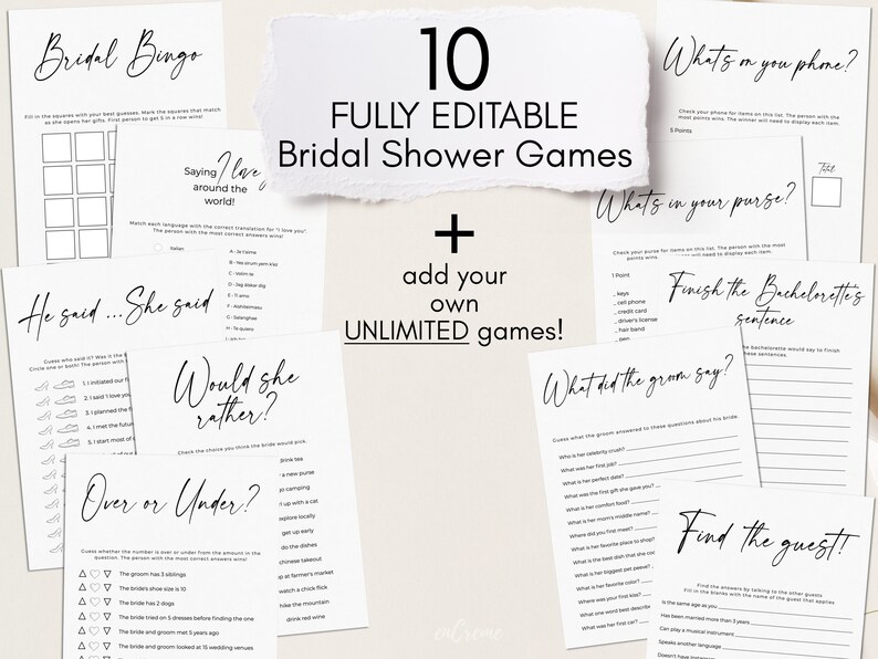 Minimalist Bridal Shower Game Bundle Wedding Shower Game Etsy