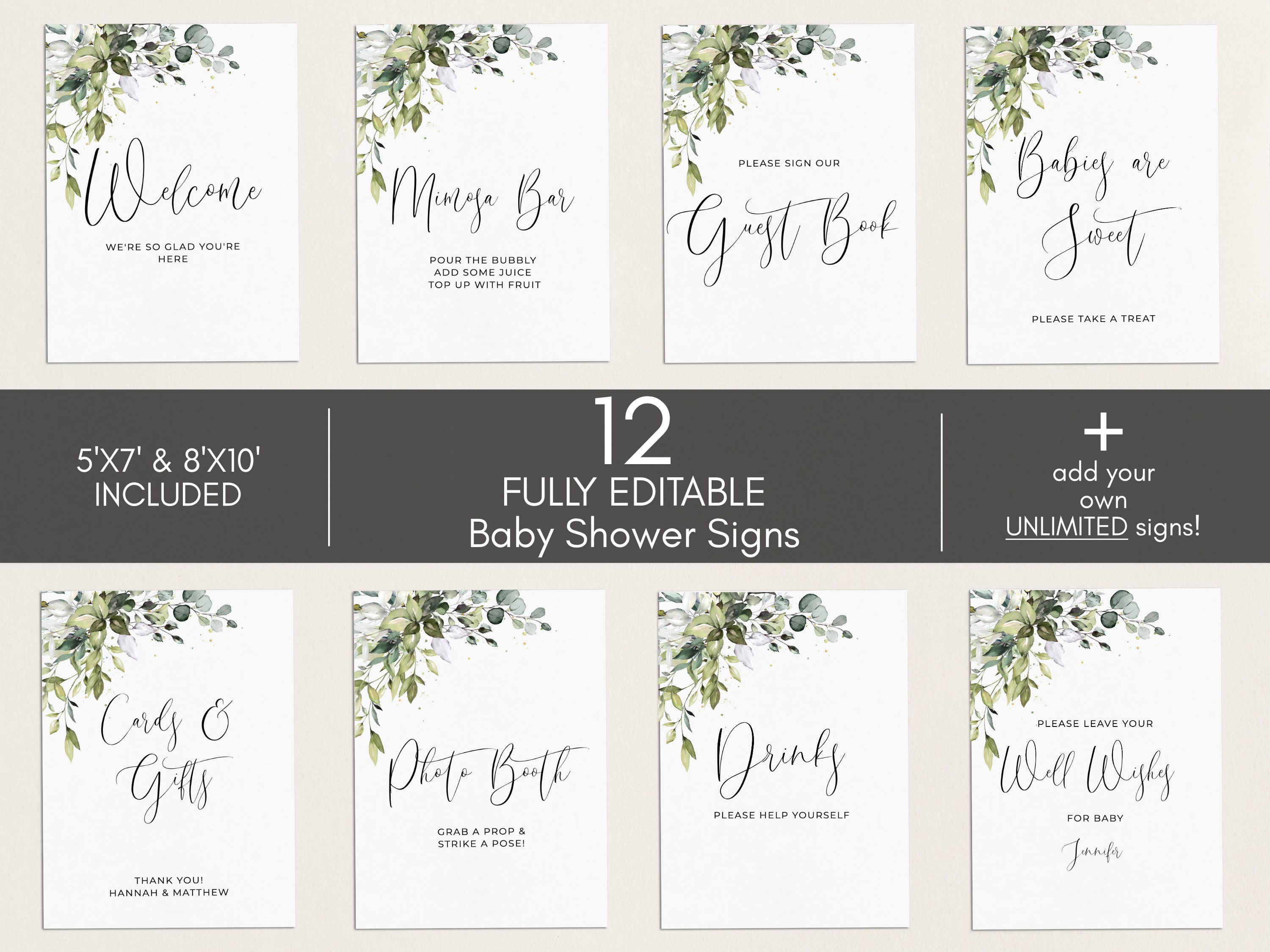 EDITABLE Baby Shower Sign Bundle, Baby Shower Signs, Editable Templat…