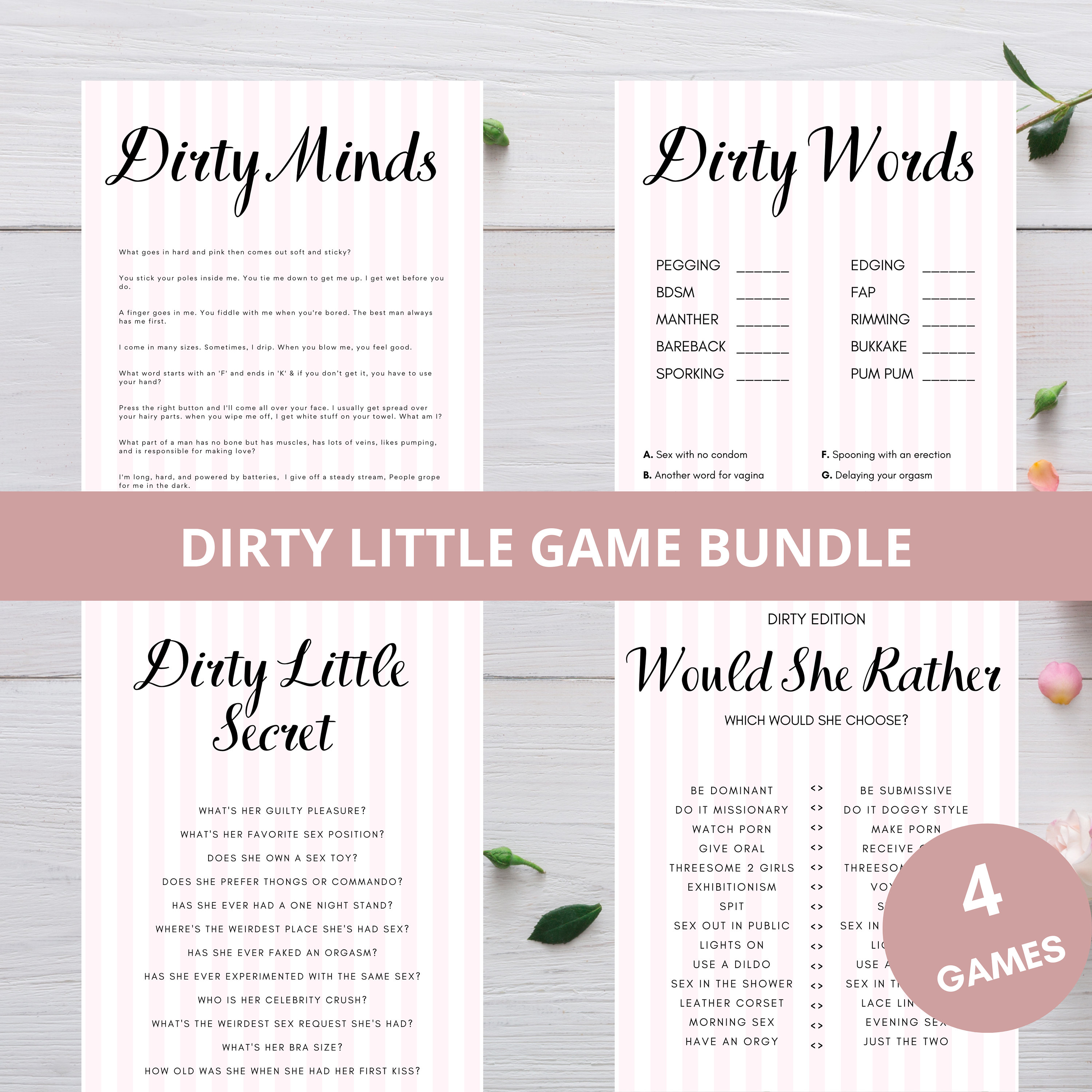 Dirty Minds Game Bundle for Ladies Night, Bachelorette, Bridal Shower ...