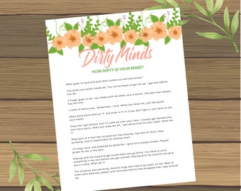 Dirty Minds Bachelorette Party Game Printable Bridal | Etsy