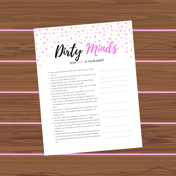Dirty Minds Bachelorette Party Game Printable Bridal | Etsy