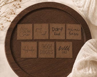 Étiquettes SnapPap, marron moyen, 40 x 40 mm, étiquettes, écussons, écussons pour bonnets, appliqués, étiquettes à coudre