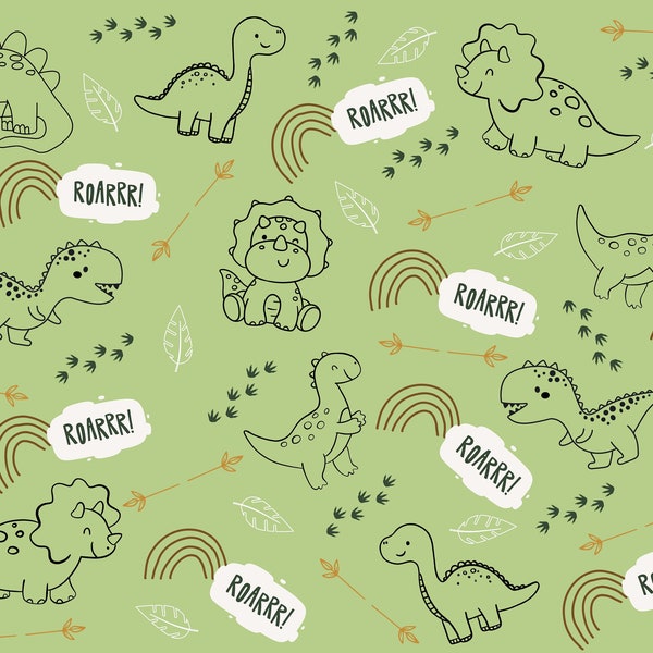 Stoff Eigenproduktion " Dino " - French Terry, Baumwolle , ab 0,5 Meter, Jungsstoff, Stoff Meterware, Stoff Dino, Dinosaurier