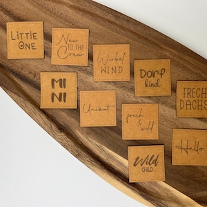 Etichette SnapPap, marrone chiaro, 40 x 40 mm, etichette, toppe, toppe per berretti, applicazioni, etichette da cucire