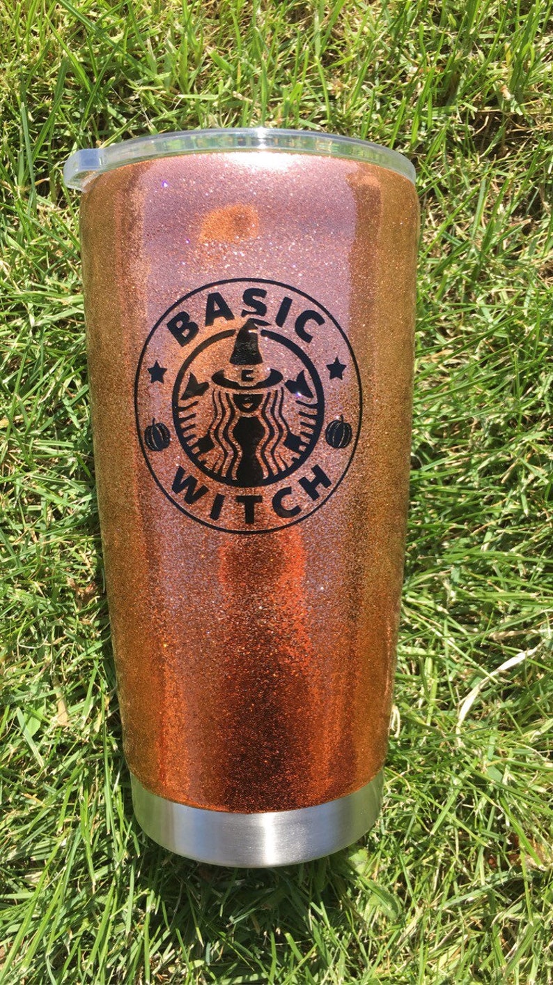 Witch cute custom glitter ombr\u00e9 tumbler Halloween gift for her basic witch stainless steel fall season fall accessories