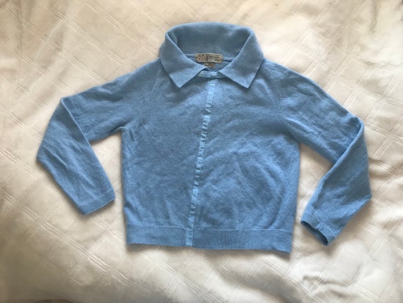 1950s Baby Blue Cashmere Sweater | XS