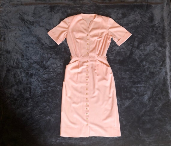 1940s Pink Designer Dress | S