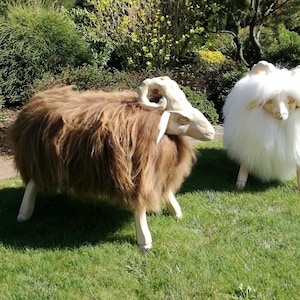SHEEP STOOL , Wood stool wit genuine icelad Sheepskin  , sheep form