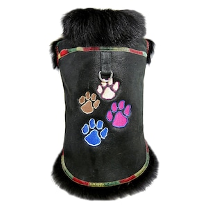 DX Winter coat for dog, jacket natural sheepskin, lambskin, genuine leather , toscana