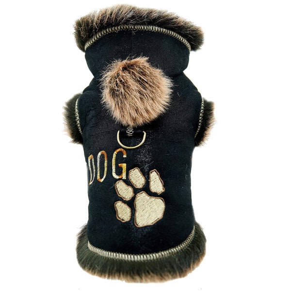 DX Winter coat for dog, jacket natural sheepskin, lambskin, genuine leather , toscana