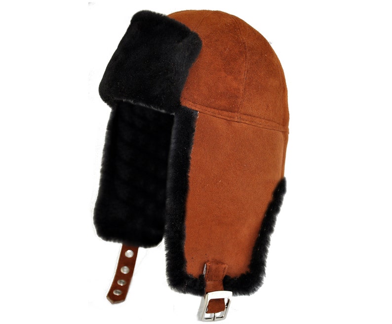 Winter sheepskin Earflaps hat with beanie pompon leather hat DX Women/'s Men/'s genuine lambskin Aviator sheepskin cup