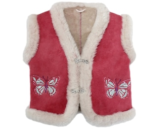 DX Children's Baby Gilet, Vest Natural Sheepskin Lambskin Gilet