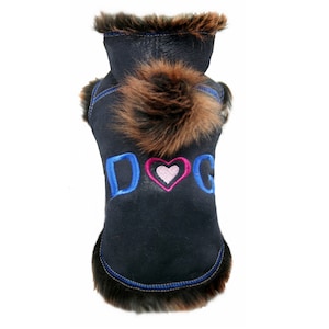 DX Winter coat for dog, jacket natural sheepskin, lambskin, genuine leather , toscana