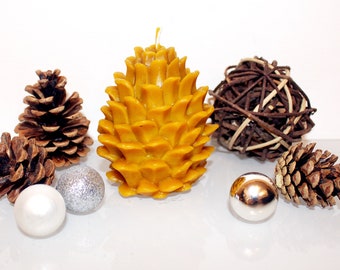 100% Pure & Natural Beeswax Candles , tree cone,  Candle, Bees, Wax, organic, Christmas, handmade, honey