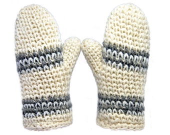 DX Winter Sheep Wool Gloves , Fistlings , Made of Real Wool , Warm Fistlings, Grey, White, Black, Dark Grey