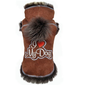 DX Winter coat for dog, jacket natural sheepskin, lambskin, genuine leather , toscana