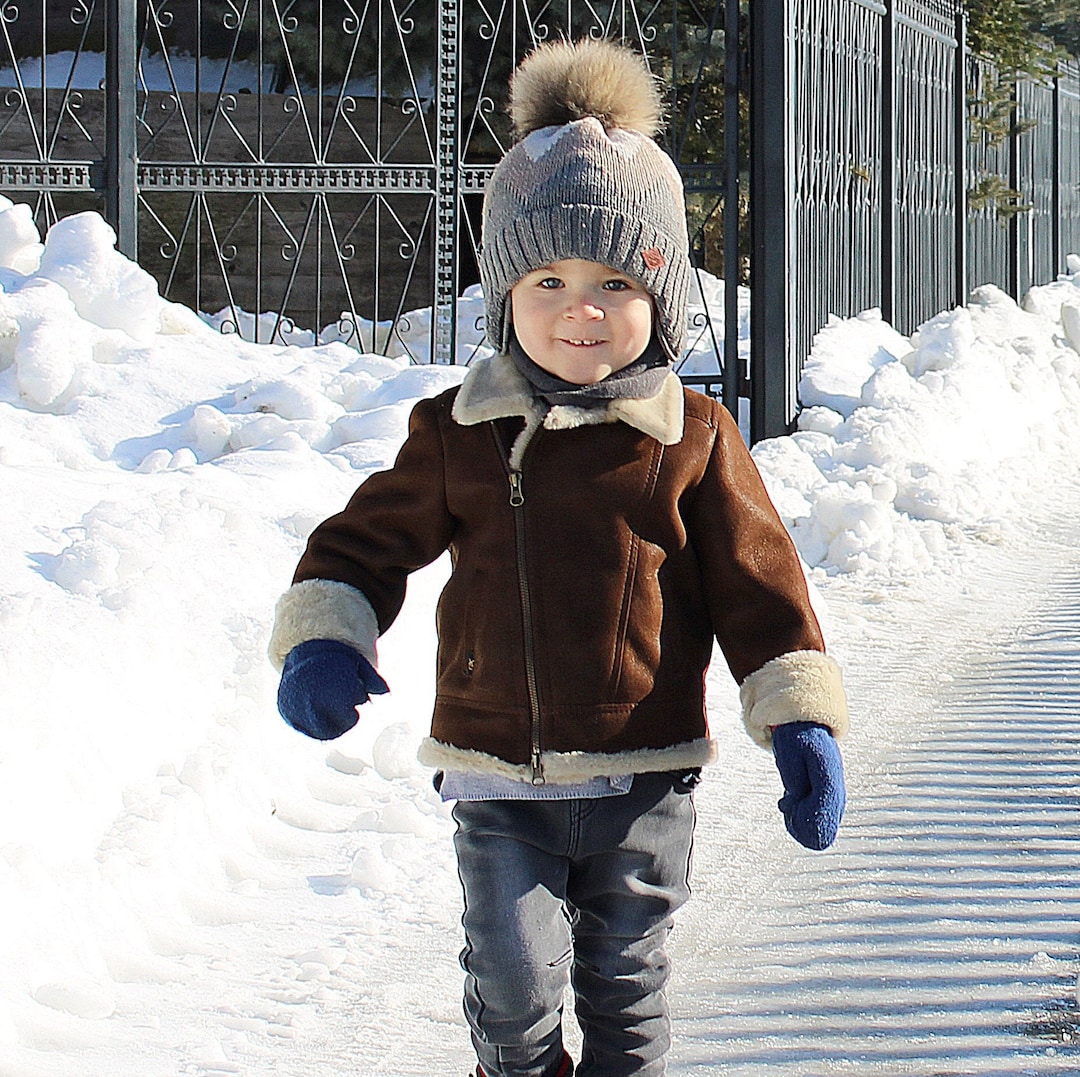 Winter Children's Baby Natural Sheepskin , Lambskin Biker