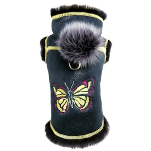 DX Winter coat for dog, jacket natural sheepskin, lambskin, genuine leather , toscana