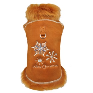 DX Winter coat for dog, jacket natural sheepskin, lambskin, genuine leather , toscana
