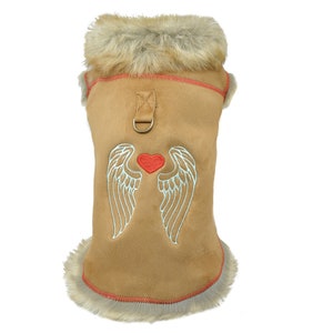 DX Winter coat for dog, jacket natural sheepskin, lambskin, genuine leather , toscana