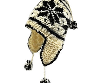 Dames/ Hommes -Bonnet de laine de mouton, bonnet d’hiver, vraie laine de mouton, chapeau bobble gris, blanc, noir, uschanka