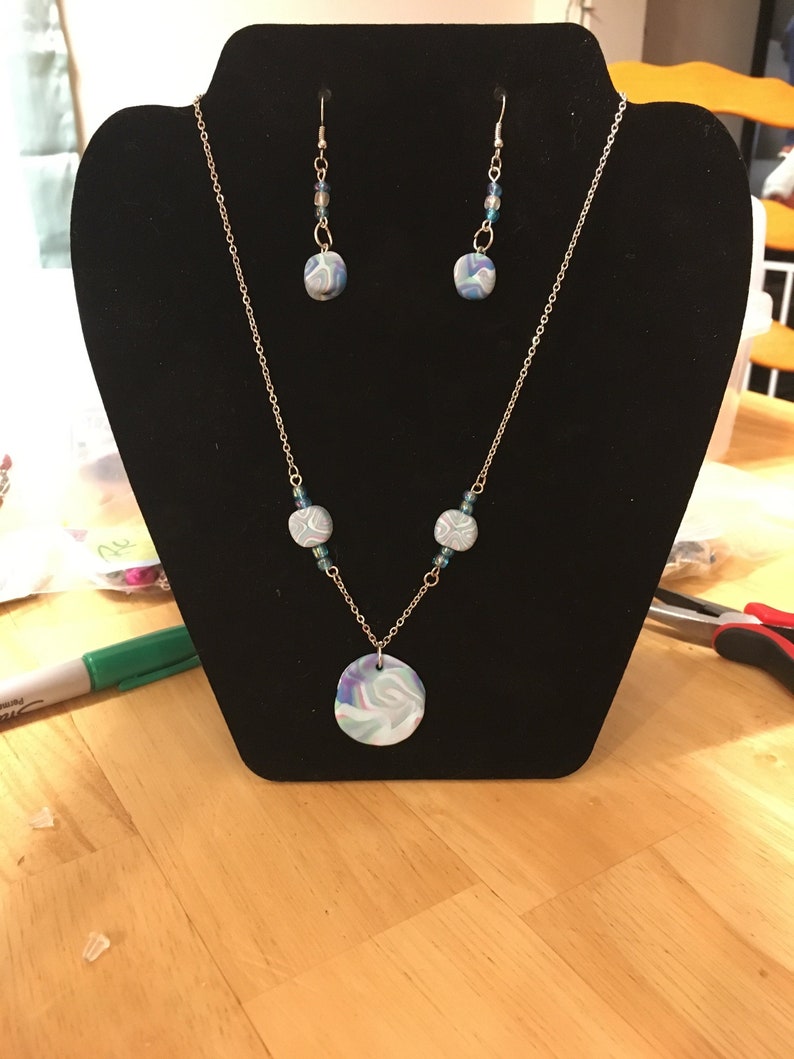 Teal and Blue Necklace and Earring Set